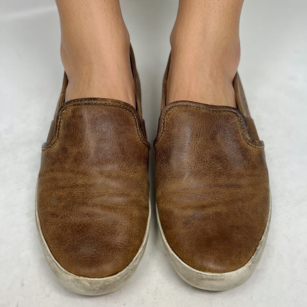 Frey Brown Leather Ivy Slip On Sneakers Shoes 8